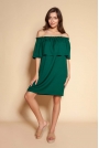 Krótka Sukienka z Hiszpańskim Dekoltem - Zielona