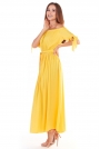 Długa Sukienka z Hiszpańskim Dekoltem - Żółta