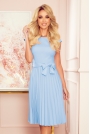 Elegancka Sukienka z Plisowanym Dołem - Jasny Błękit