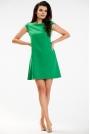 Trapezowa Mini Sukienka z Krótkim Rękawem - Zielona