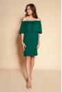 Krótka Sukienka z Hiszpańskim Dekoltem - Zielona