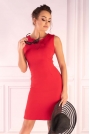 Czerwona Dopasowana Sukienka bez Rękawów z Dodatkiem Szyfonu