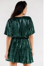 Ołówkowa Błyszcząca Sukienka z Wiązaniem - Zielona
