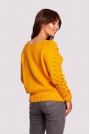 Sweter z Grubym Warkoczem na Rękawach - Miodowy