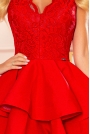 Piękna Rozkloszowana Sukienka z Koronką - Czerwona