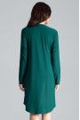 Zielona Koszulowa Sukienka z Wiązaniem w Pasie