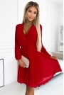 Kopertowa Sukienka z Plisowanym Dołem - Czerwona