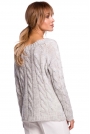 Uniwersalny Sweter z Warkoczowym Splotem - Szary