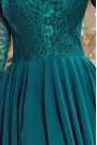 Zielona Wieczorowa Asymetryczna Sukienka z Koronką