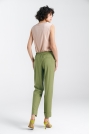 Zielone Damskie Spodnie Lniane z Gumą