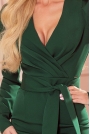 Dopasowana Sukienka z Bufiastym Rękawem - Zielona