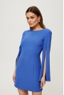 Niebieska Mini Sukienka z Rozciętymi Rękawami
