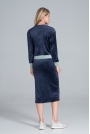 Dwukolorowy Welurowy Komplet Bluza + Spódnica - Granatowy