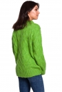 Zielony Ciepły Sweter z Półgolfem w Warkocze