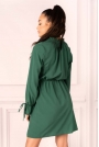 Ciemno Zielona Sukienka w Stylu Boho z Kopertowym Dekoltem