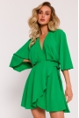 Zielona Rozkloszowana Mini Sukienka z Luźną Górą