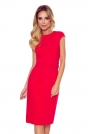Czerwona Elegancka Ołówkowa Sukienka z Paskiem