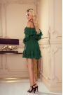 Zwiewna Sukienka z Hiszpańskim Dekoltem - Zielona