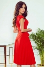 Czerwona Elegancka Sukienka z Plisowanym Dołem