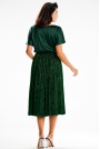 Zielona Rozkloszowana Sukienka Midi z Siatkowym Dolem