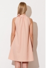 Różowa Trapezowa Sukienka z Wiązaną Kokardą na Szyi