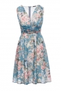 Sukienka w Kwiaty z Podkreśloną Talią - Model 4