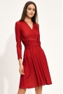 Nietuzinkowa Sukienka z Kopertowym Dekoltem - Czerwona