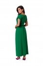 Bawełniana Maxi Sukienka z Gumą w Pasie - Zielona