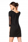 Czarna Dopasowana Sukienka z Transparentnym Rękawem 3/4