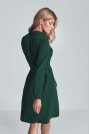 Koszulowa Sukienka z Kieszeniami Zapinana na Zatrzaski - Zielona