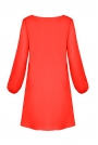 Czerwona Sukienka Trapezowa z Długim Rękawem