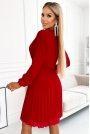 Kopertowa Sukienka z Plisowanym Dołem - Czerwona