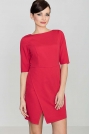 Czerwona Elegancka Sukienka z Asymetrycznym Rozporkiem