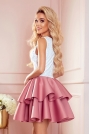 Dwukolorowa sukienka z koronką na wesele - Ciemno Różowa