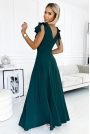 Maxi Sukienka z Wiązaniem na Ramionach - Butelkowa zieleń