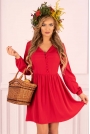 Czerwona Rozkloszowana Krótka Sukienka z Górą Typu Polo