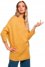 Miodowy Melanżowy Oversizowy Sweter z Półgolfem
