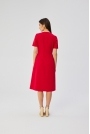 Czerwona Midi Sukienka z Ozdobnymi Zakładkami
