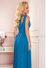 Maxi Sukienka z Wiązanym wycięciem na Plecach - Niebieska