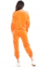 Spodnie Damskie z Weluru z Lampasem - Pomarańczowe