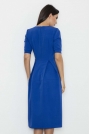 Niebieska Sukienka Elegancka Wizytowa Midi