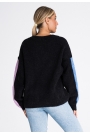 Czarny Nowoczesny Oversizowy Sweter w Paski