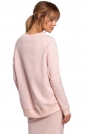Asymetryczna Bluza z Lampasami - Różowa