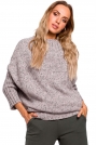 Szary Melanżowy Oversizowy Sweter z Półgolfem