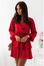 Rewelacyjna Zwiewna Sukienka z Dekoltem V - Czerwona