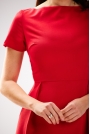 Klasyczna Rozkloszowana Sukienka z Krótkim Rękawem - Czerwona