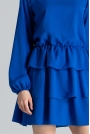 Niebieska Romantyczna Wyjściowa Sukienka z Długimi Bufiastymi Rękawami