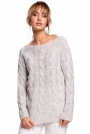 Uniwersalny Sweter z Warkoczowym Splotem - Szary