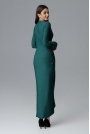 Zielona Wizytowa Długa Sukienka z Asymetrycznym Rozcięciem