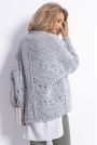 Sweter Kardigan Oversize z Ażurowym wzorem - Szary